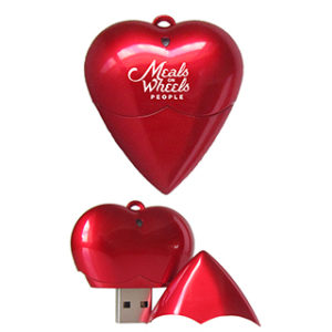Heart USB Flash Drive with Custom Logo Print
