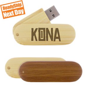 Bamboo Swivel Flash Drive With Laser Engraving Rush Production